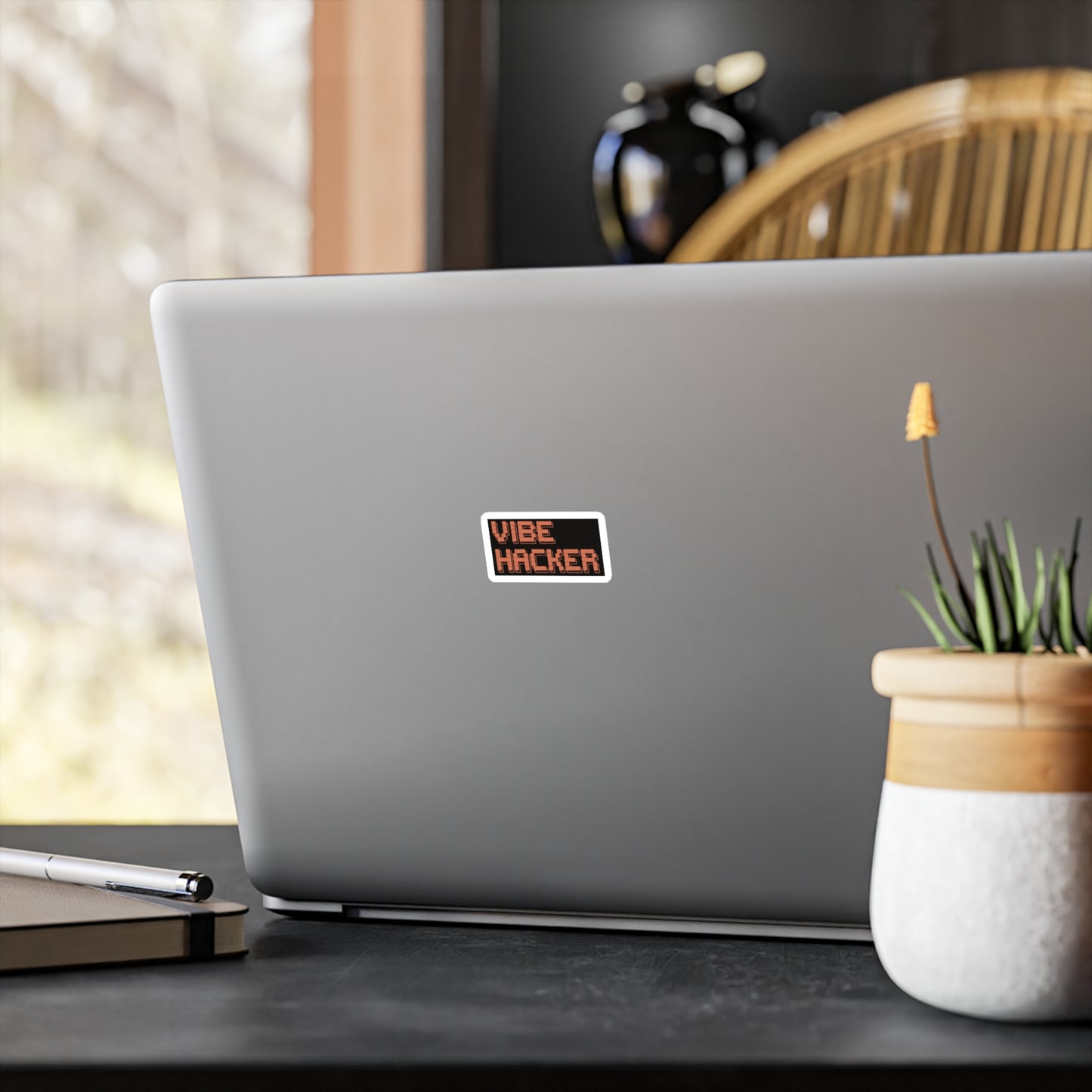 Vibe Hacker Vinyl Sticker — Retro Pixel Tech Laptop Decal