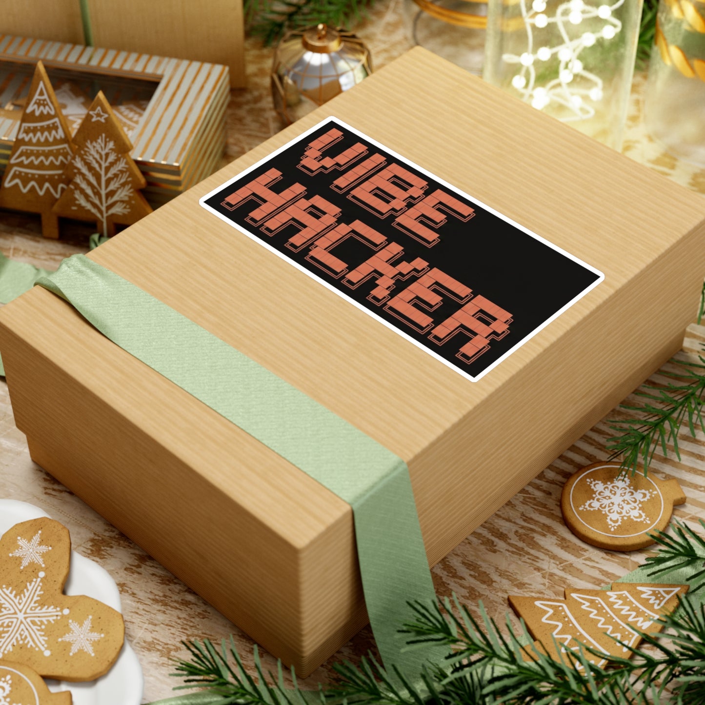 Vibe Hacker Vinyl Sticker — Retro Pixel Tech Laptop Decal