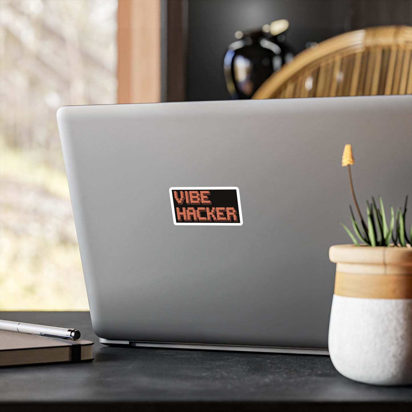 Vibe Hacker Vinyl Sticker — Retro Pixel Tech Laptop Decal